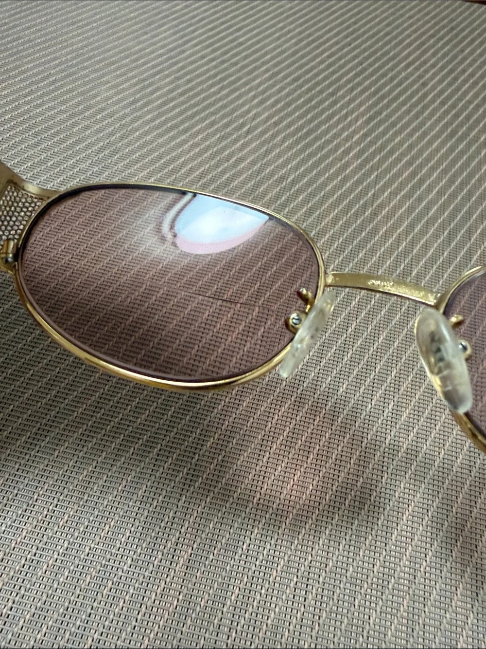Gold Metal Frame Women's Sunglasses with Light Pink Lenses bifocals